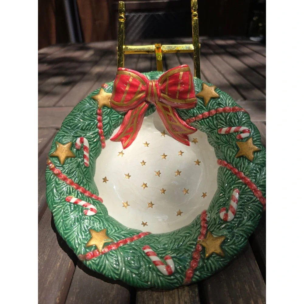 Fitz‎ and Floyd Essentials Christmas Wreath Ceramic 7